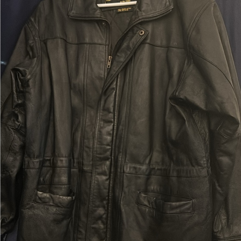 Men's Classic Black Leather Field Jacket